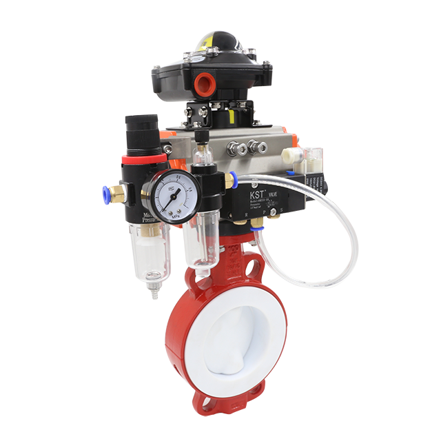 Пневматический линейный дисковый затвор из ПТФЭ под PN10 ANSI150LN JIS10K